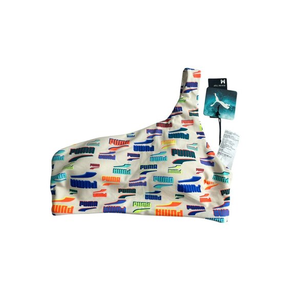 PUMA Women's Multicolor Logo One Strap Swim Bikini Top Size Medium NEW NWT - Picture 4 of 5